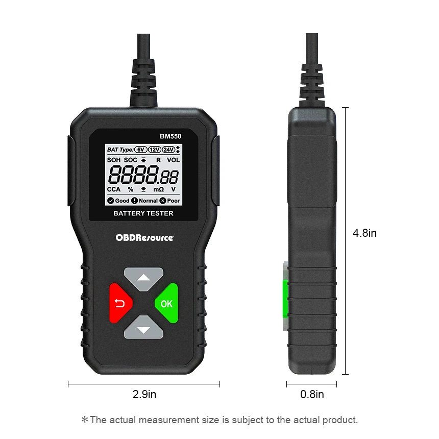 BM550 6V 12V 24V 100-2000A CCA емкость Цифровые Автомобильные системы инструменты анализатор