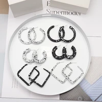 retro womens big chain earrings black white pendant earrings new exaggerated gift accessories wholesale 2021