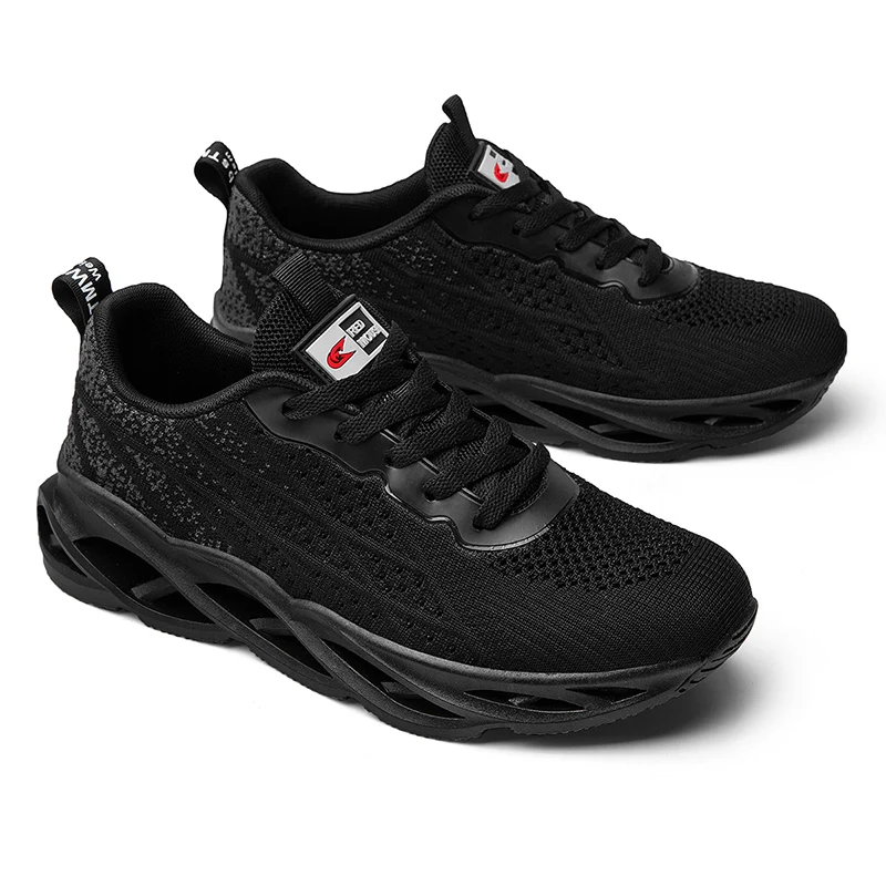 

Кроссовки мужские дышащие, теннисная обувь, роскошные повседневные безопасные, для ходьбы и бега, черные