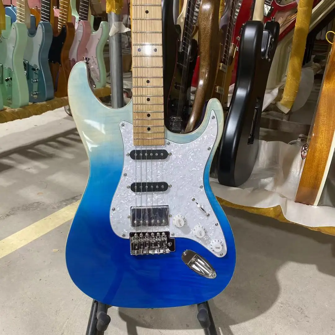 

Tom Anderson Electric Guitar Tiger Striped Maple Top White Pearl Pickguard High Quality Free Shipping