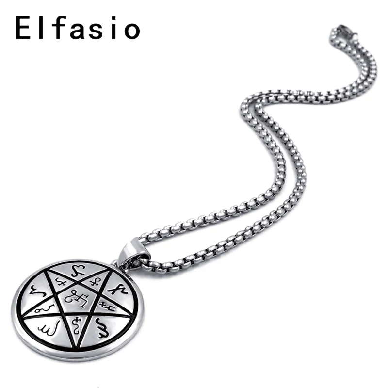 Мужская Pewter подвеска Alchemical Theban Heremetic Wiccan Pentacle Star языческий амулет цепочка из
