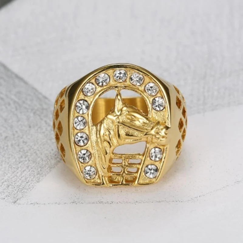 Horseshoe Jewelry: Men's Transparent Wedding Ring, Animal Horse Shape - Perfect Hip Hop Punk Gift for Boys image 2