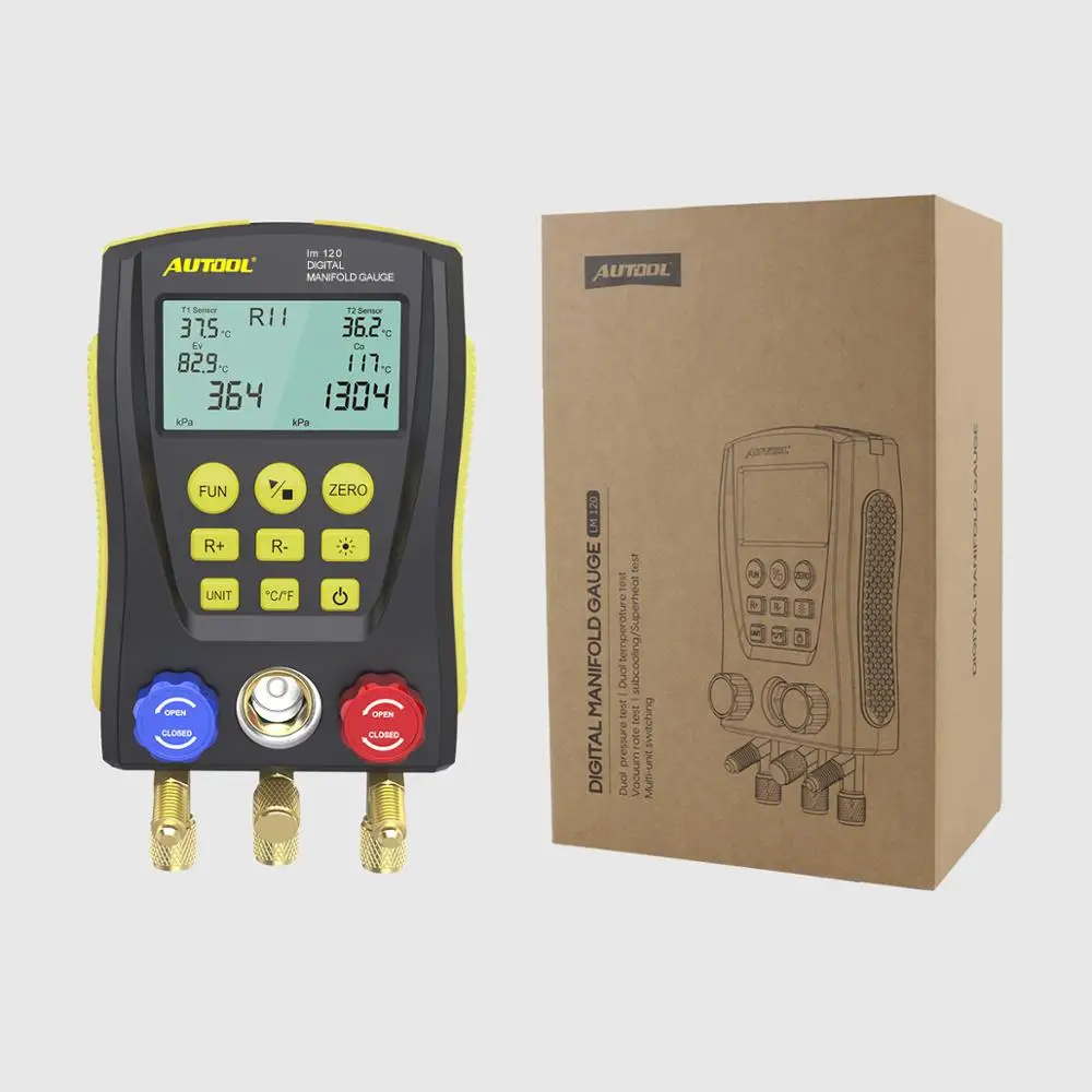 AUTOOL LM120 цифровой тестер холодильного коллектора HVAC холодного и среднего