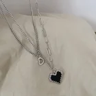 Женское ожерелье с подвеской в виде сердцвечерние, с двойной металлической цепочкой