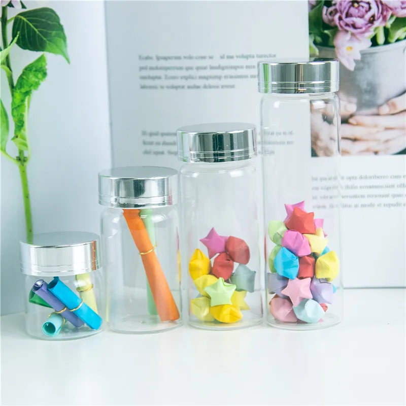 Стеклянные бутылки с серебристой алюминиевой крышкой 20 мл 50 65 90 свадебные