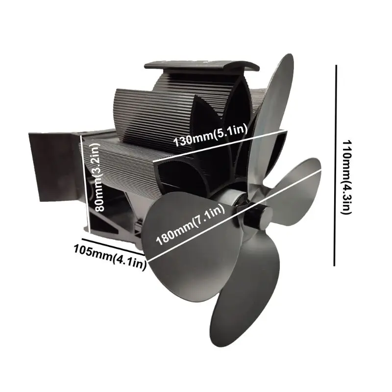 

4 Blades Heat Powered Fireplace Stove Hanging fireplace Fan Aluminum Silent Eco-Friendly for Wood