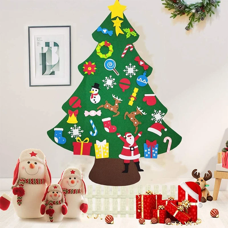 Felt Christmas Tree For Kids Toddlers Children DIY Xmas Wall Hanging Home Door Decorations | Дом и сад