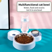 pet bowl cat bowl dog bowl automatic water food feeder cute mickey shape three bowls in one stainless steel bowl pet supplies