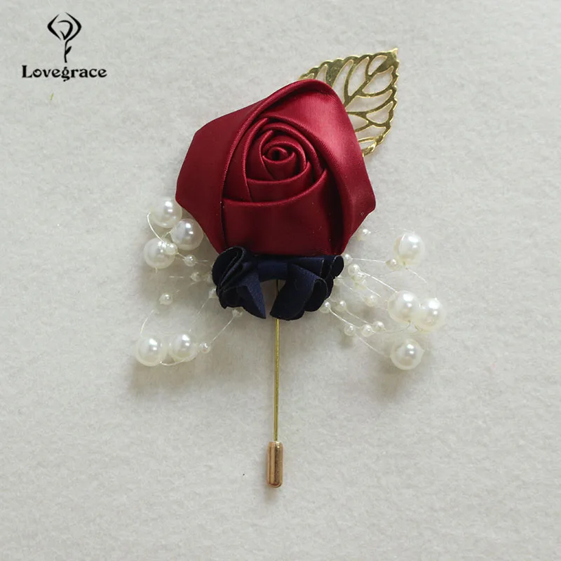 Lovegrace корсаж Шелковая Роза украшение для свадьбы мужчин бутоньерка