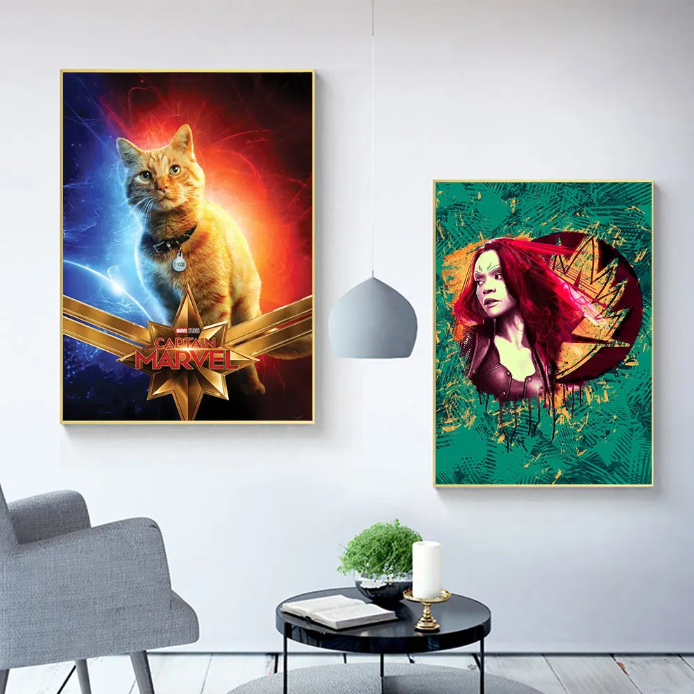 

Movie Captain Marvel Chewie Posters Print Canvas Painting Wall Art Decorative Animal Cat Prints Living Room Bedroom Decor Mural