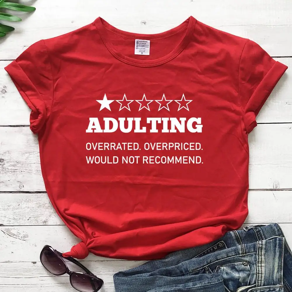 

Adulting One Star cotton casual young hipster slogan grunge tumblr t shirt camisetas aesthetic tees star vintage young tops-M943