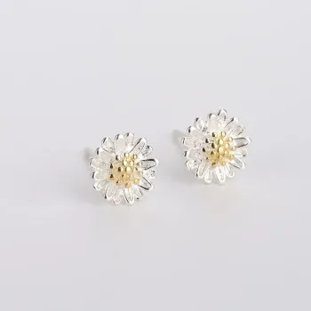 

Korean S925 Silver Daisy Girl Earrings Simple Sun Flower Earrings Summer Fresh Trinkets Wholesale E-022