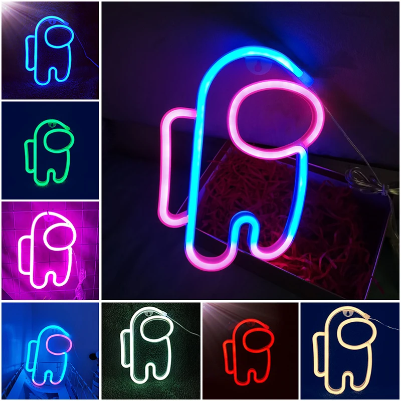 Spaceman Neon Sign Light LED Alien Shape Figure Nightlight Cartoon Ornaments Decor Room Party Gift (USB + Battery Case Powered)