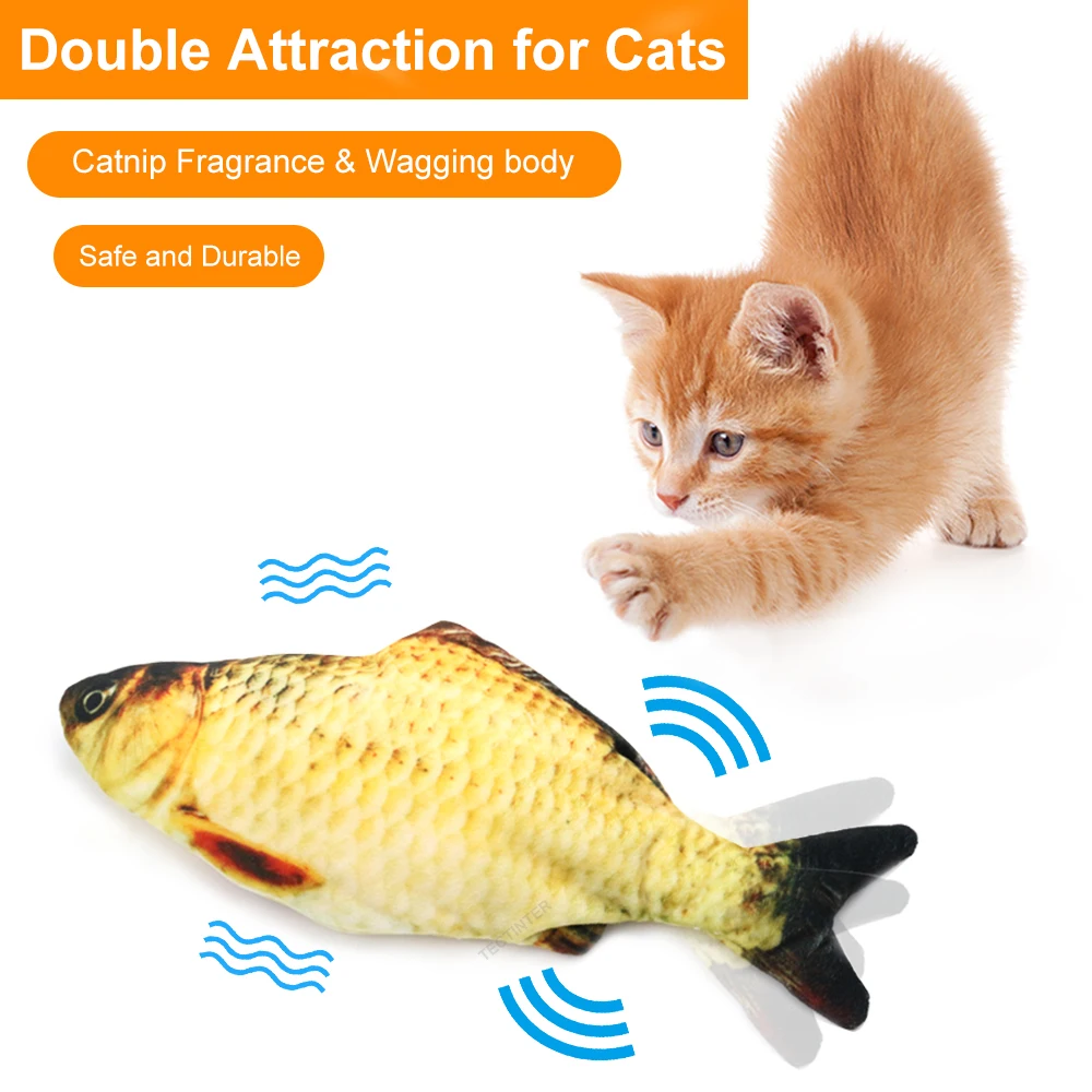 

30CM Cat Toy Fish USB Electric Charging Simulation Dancing Jumping Moving Floppy Fish Cat Toy Electronic Fish For Cats Toys