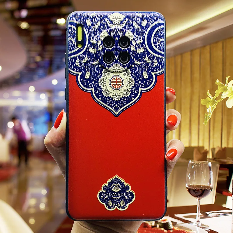 

For Huawei P20 30 40 Pro mate20 30 40 Pro nova 6 7 8 embossed national tide creative all-inclusive anti-fall mobile phone case