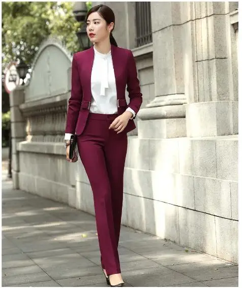 Модная винная официальная форма дизайнерские профессиональные брючные костюмы
