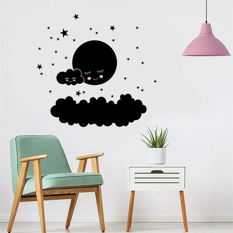 Мультяшные спящие серые облака звезда настенные наклейки детская комната