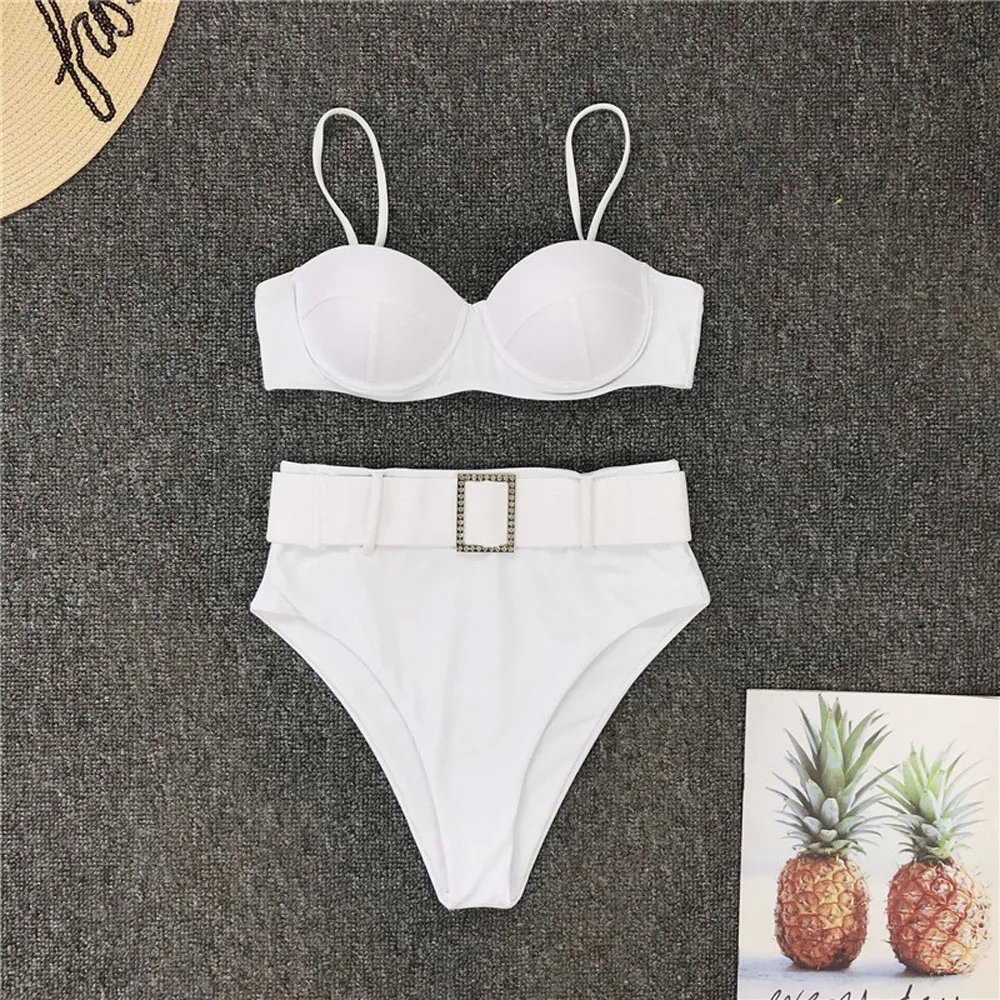 

Black Push up Bikini Sexy High Cut Swimsuit Female High waist bathing suit Belt Swimwear women Summer bathing suit Monokini
