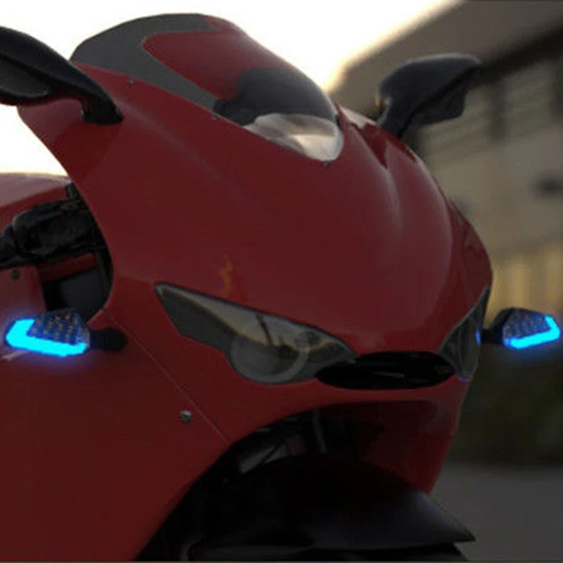 

Blue+Yellow Light Dual 2pcs Pair Motorcycle 2in1 Indicator Turn Signal