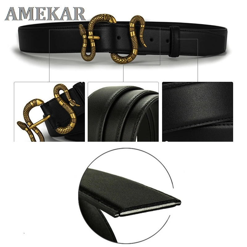 

Luxury belts for women waist men belt genuine leather G cinturon mujer snake buckle high quality ceinture femme 2020 man cintos