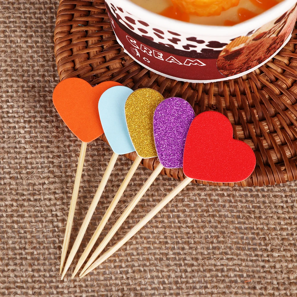 20 шт. новый милый Блестящий торт в форме сердца и звезды украшения для кексов на