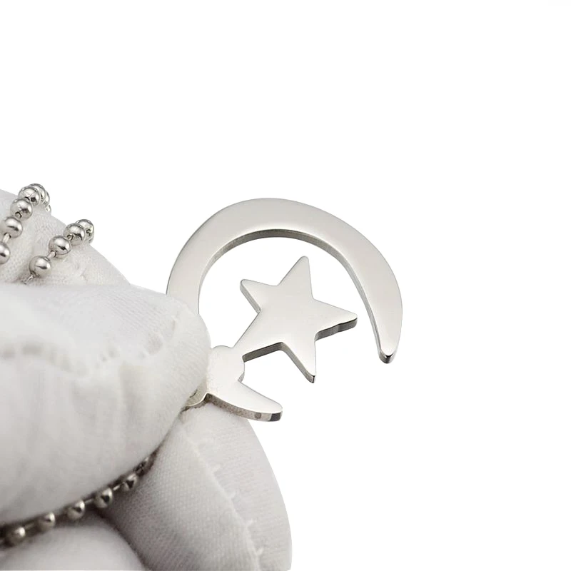 Золотая и серебряная подвеска в форме полумесяца из нержавеющей стали