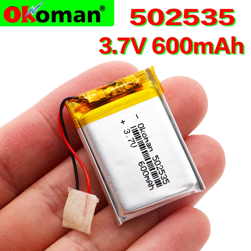 600mAh 3 7 V 502535 литий полимерный Li po ion Перезаряжаемые Батарея клетки для прожектора