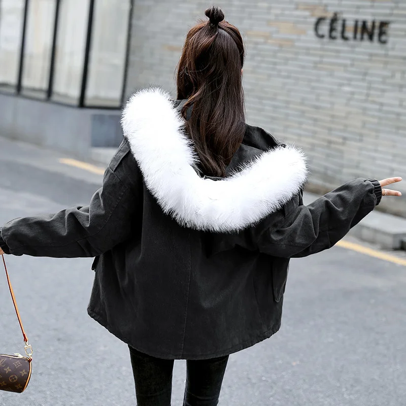 

Cotton Coat Women's Autumn And Winter Cotton-Padded Jacket Korean Style Loose Velvet Padded Women Coat