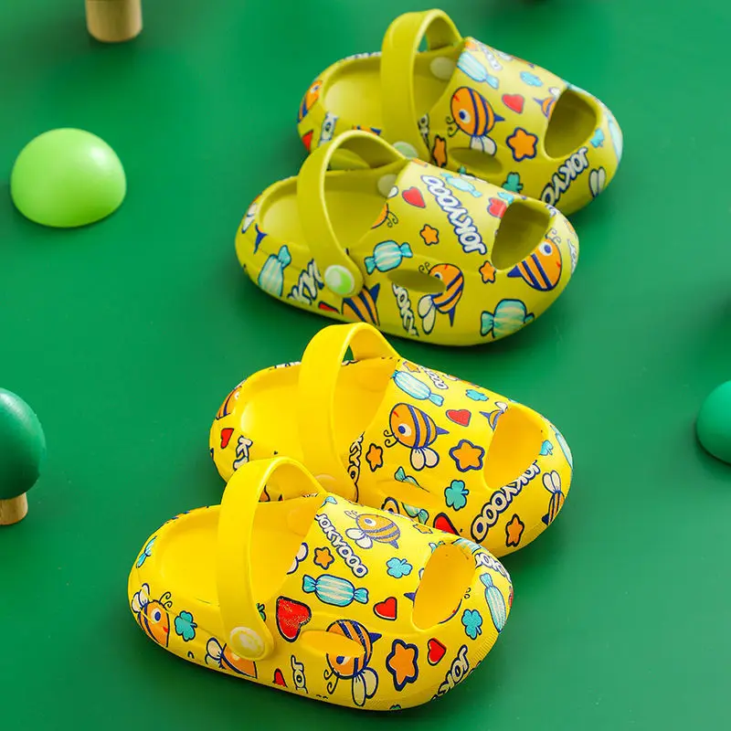 

Children Home Slippers Summer Sandals Cute Cartoon Print Beach Shoes Soft Bottom Baby Kids Flip Flops