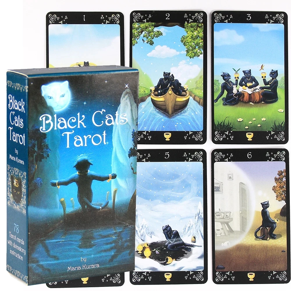 

Black Cats Tarot Cards Deck PRISMA VISIONS TAROTCards Game 78 Cards with Guidebook Divination English, Spanish, French, Italian,