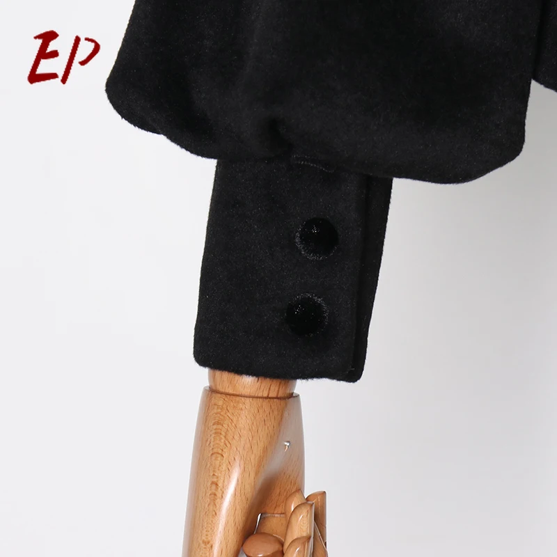 

EP Female 2021 Fashion New Clothing Style Elegant Tunic Jacket For Women Lapel Long Sleeve Casual Hit Color Coat