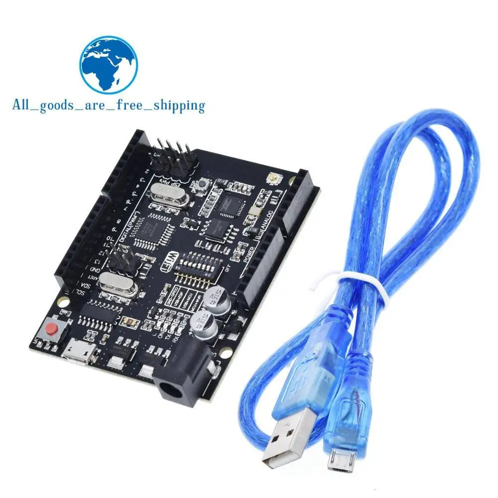 1Set WiFi UNO R3 TZT UNO+ WiFi R3 ATmega328P+ ESP8266(32 Мб памяти) USB-TTL CH340G для Arduino Uno, NodeMCU, WeMos ESP8266 новое поступление - Цвет: 1Set WiFi UNO R3