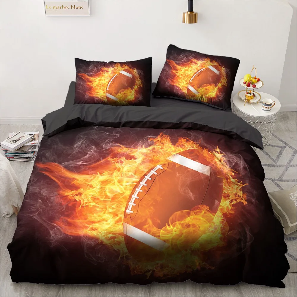 

3D Sport Ball Bedclothes Custom Design Black Duvet Cover Sets Modern Comforther Cases Pillow Covers Queen Super King Twin Size