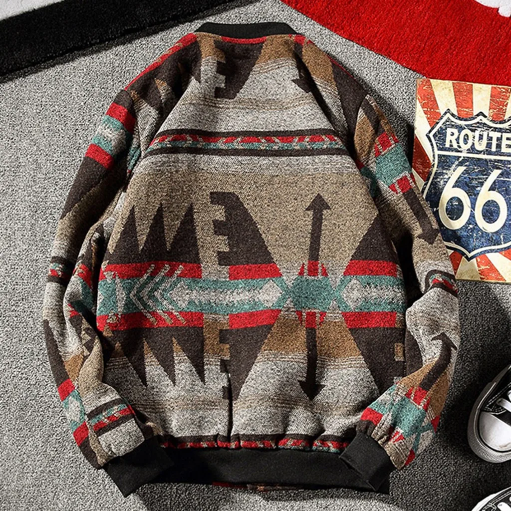 SAGACE Новый дизайн Мужская Этническая ветрозащитная шерстяная куртка с принтом