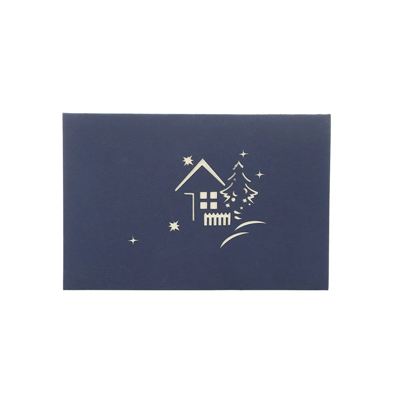 

Hot Selling Creative Christmas Section 3D Greeting Cards Creative Simple Exquisite Bronze Holiday Cards