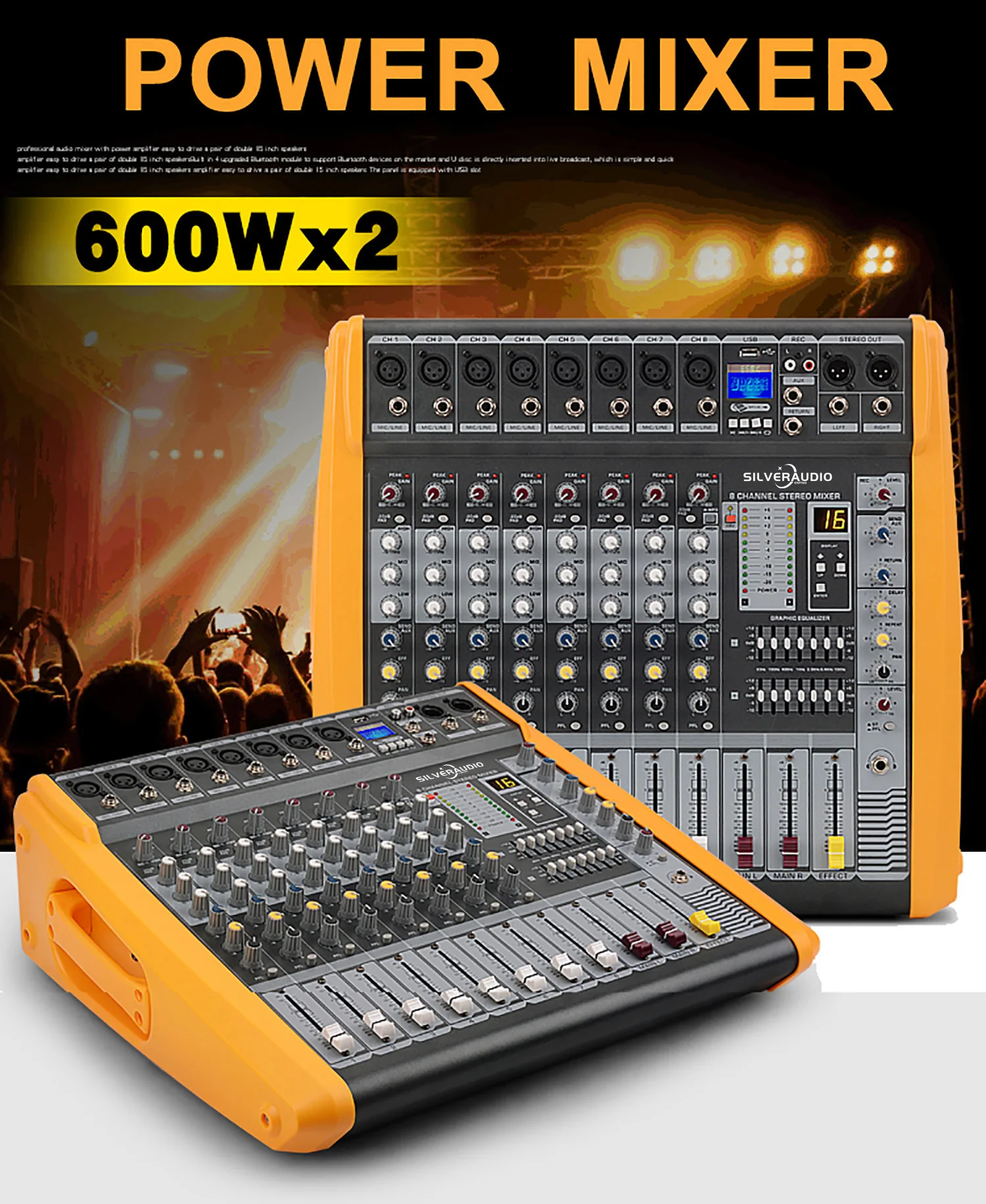 GAX-PM8 Профессиональный 8-канальный усилитель мощности звуковой миксер хорошая