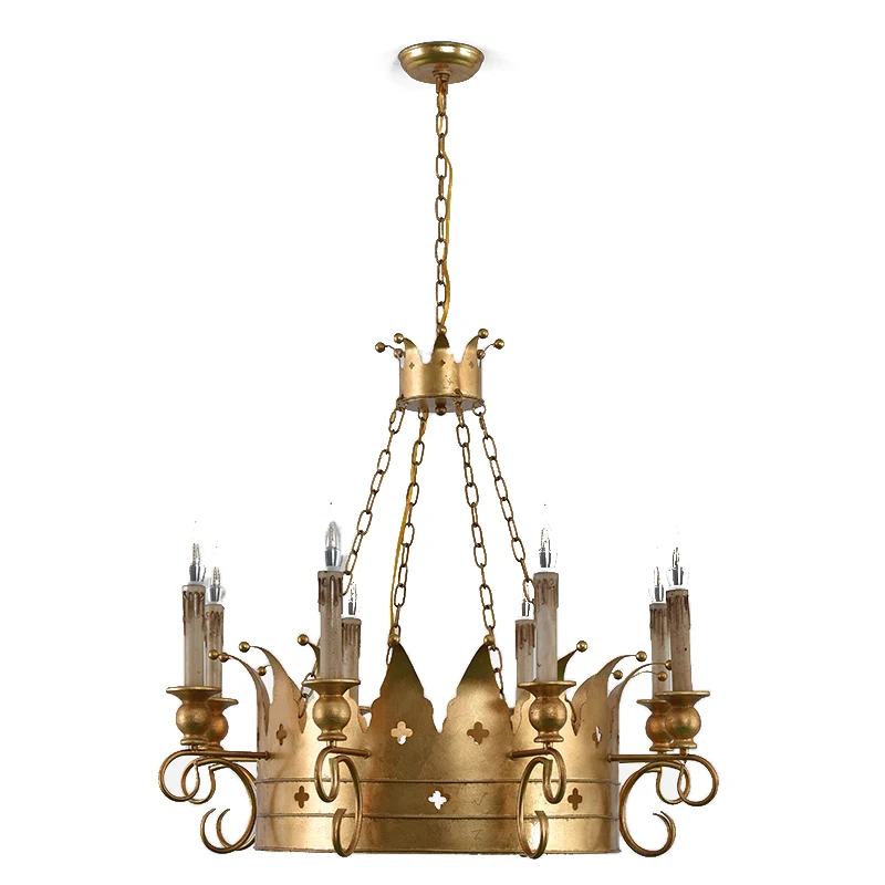 Люстра в форме золотой короны элегантный креативный дизайн светильник для