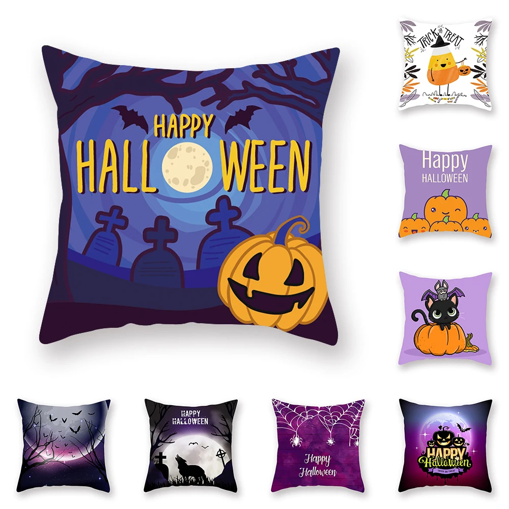 

Декоративная подушка на Хэллоуин, чехол с рисунком планшетов, чехол для дивана, автомобиля, офиса, наволочка 45x45 см