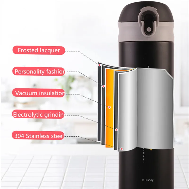 350ML 500ML Disney Mickey Mouse Cup 304 Stainless Steel Water Bottle Vacuum Insulation Car Feeding Baby Drinkware Mug | Мать и ребенок