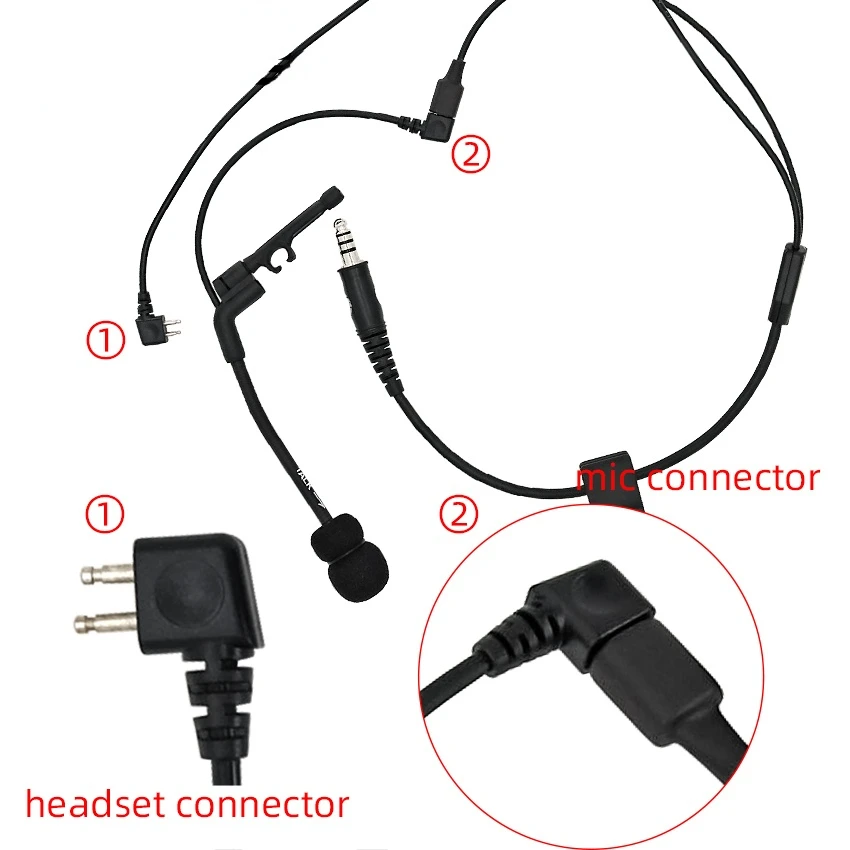 

Y-wire set Peltor Ptt Kenwood plug for tactical noise-canceling headphones IPSC version of Comtac ii iii headphones