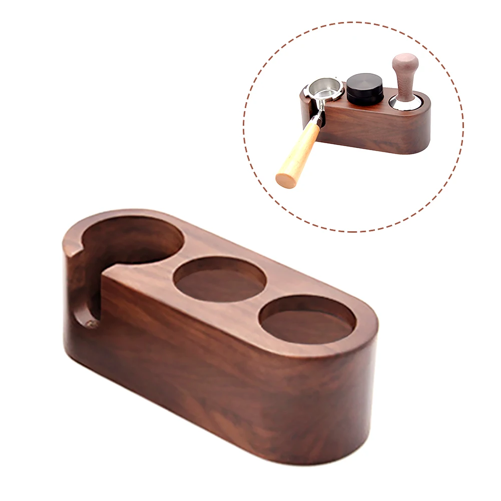 

Stand Non Slip Walnut Wood Distributor Stable Home Handle Bracket Professional Barista Tool Cafe Coffee Tamper Holder