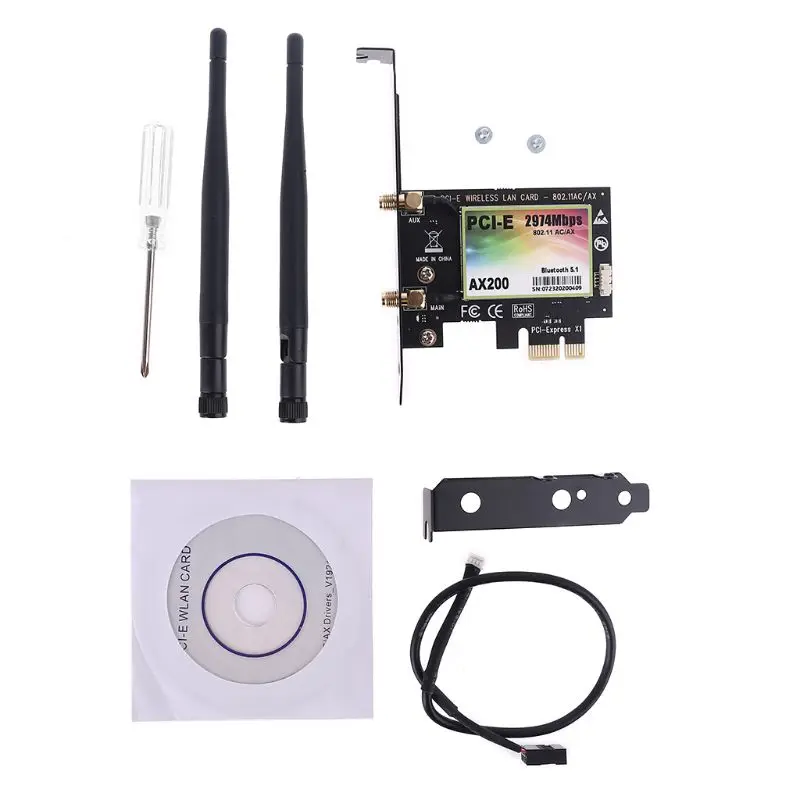 Беспроводной Dual Band MINI PCI E до AX200 Express адаптер WiFi сетевая карта Wi Fi 6 2 4G/5G с антенны