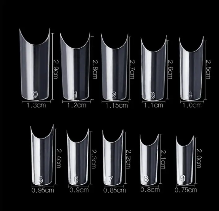 Gel  Nails Extension System Full Cover Sculpted Clear Stiletto Coffin False Nail Tips 500pcs/bag