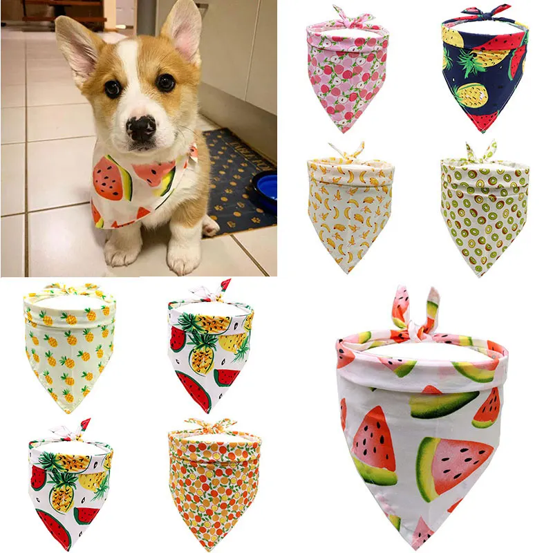 

Банданы Слюнявчики с фруктовым принтом арбуз летняя бандана щенок Уход Регулируемая маленькая собака кошачий шарф