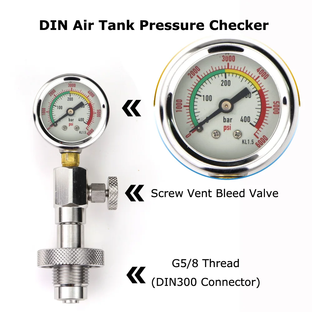 NEW DIN Air Tank Pressure Checker For Scuba Diving With 400B