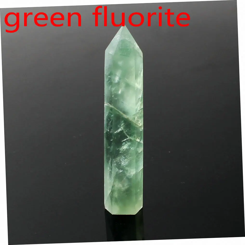 green fluorite Кристалл обелиск точка палочка ювелирные изделия Красочные Флюорит розовый кварц исцеление чакры в рейки декоративная статуэтка Фигурное ожерелье подарок - Цвет: green fluorite