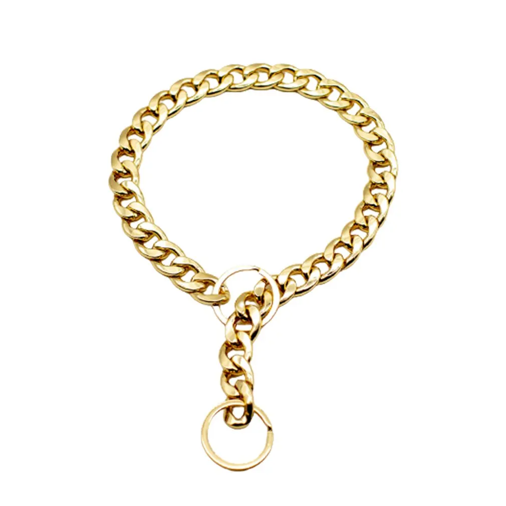 

Fully Welded 18K Gold Dog Collar Heavy Duty Choke Cuban Dog Chain For Large Dogs Strong Stainless Steel Chain Training Collar