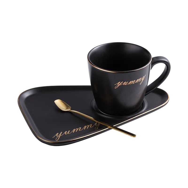 

260ML Phnom Penh Coffee Cup Mugs Creative Environmental Protection Coffee Utensils Gold Gup And Saucer Set Suitable For Offic