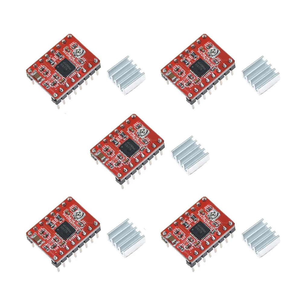 Шаговый Драйвер A4988 + радиатор для запчастей 3D-принтера Reprap 5 шт. |