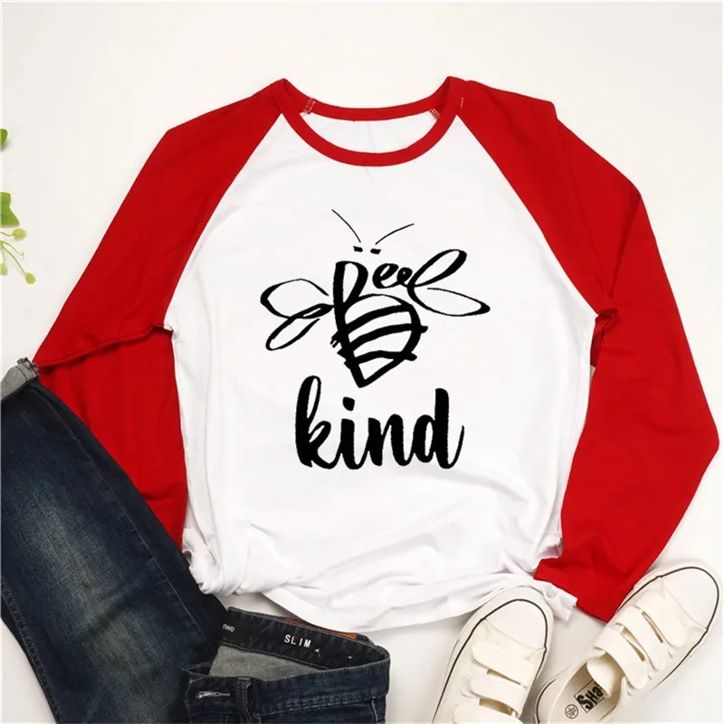 Женская футболка с длинным рукавом и рисунком пчелы Забавные футболки графикой